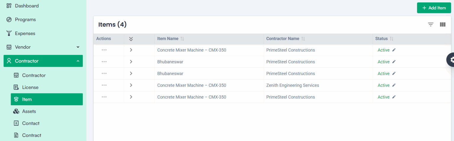 Contractor Item Management Guide | OConstruction Help Center