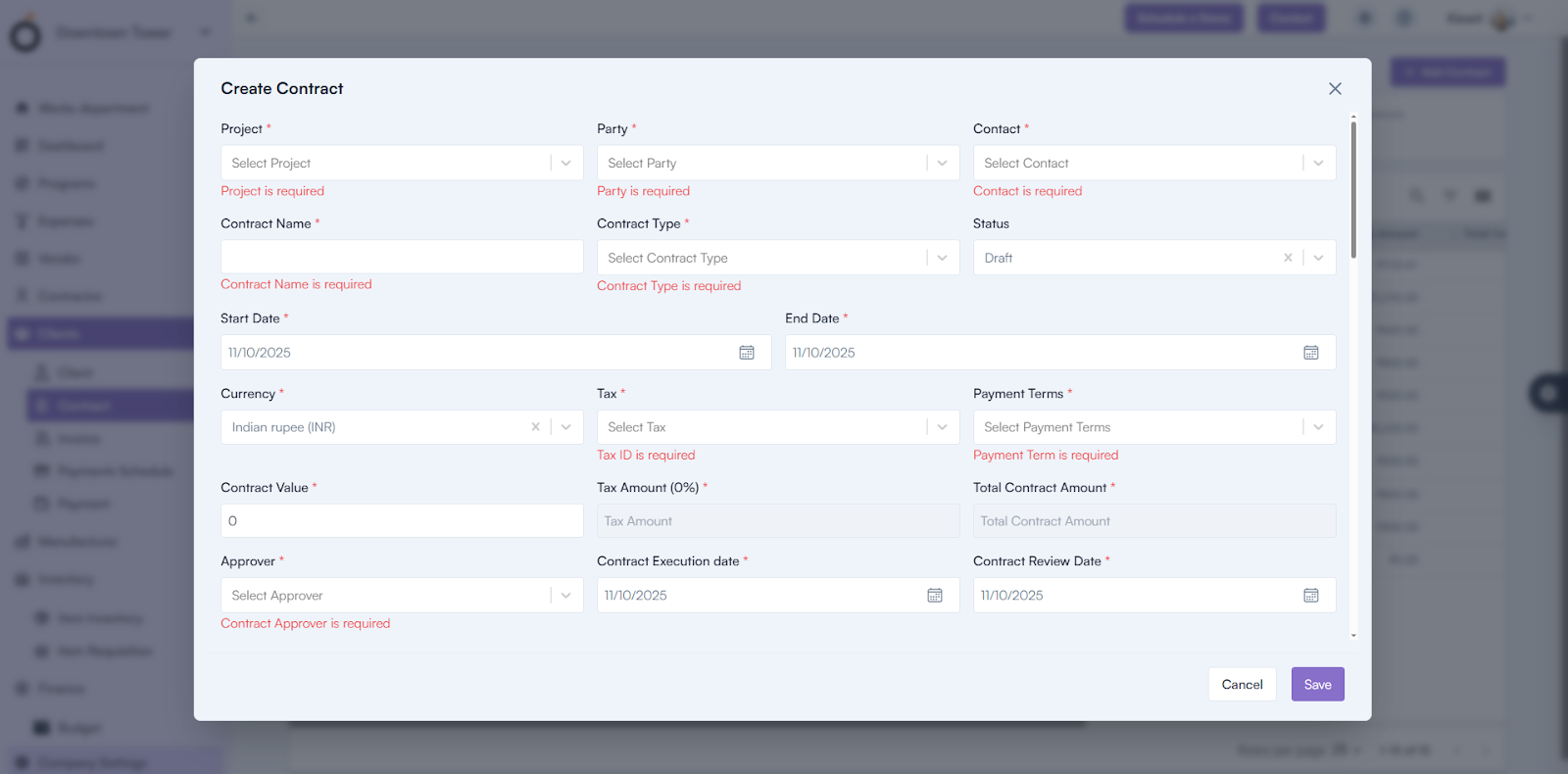 Steps to Create a Contract