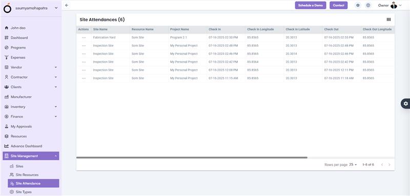 Attendance Display in Web Application
