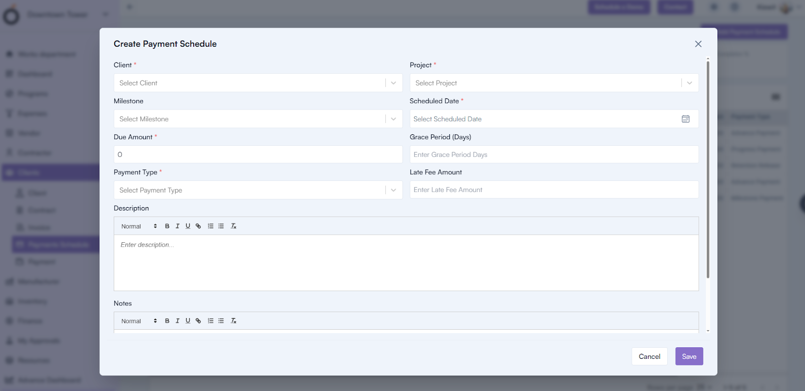Steps to Create a Payment Schedule
