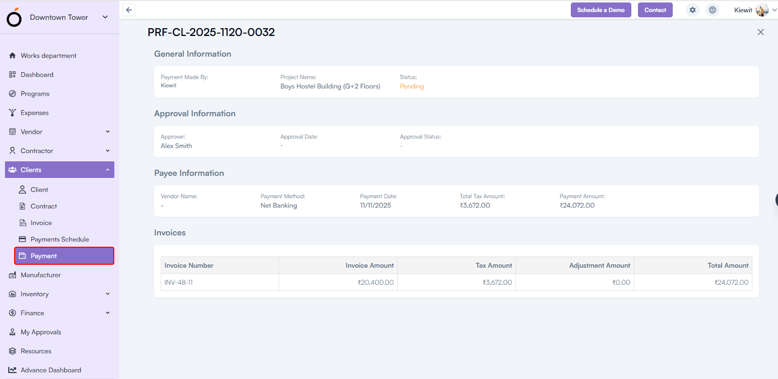 Payment Details Page