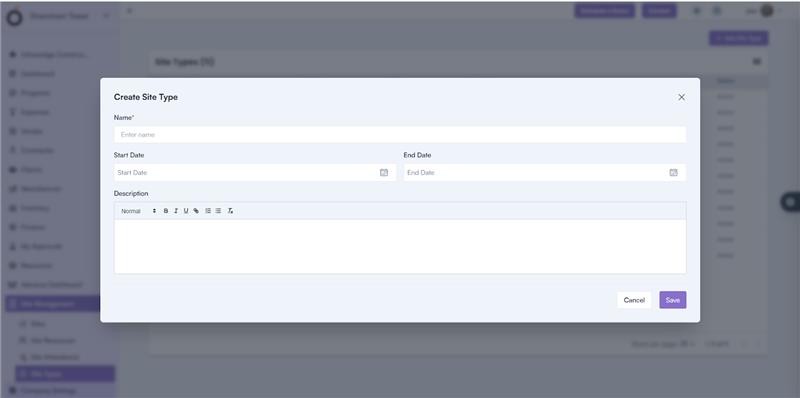 Steps to Create Site Type