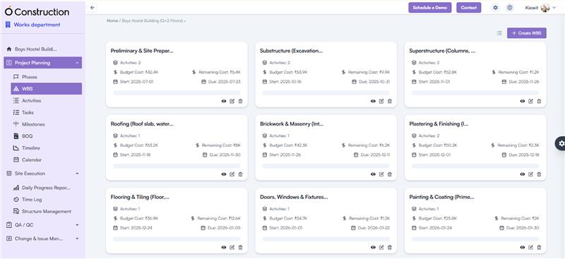 WBS / Activity Card Navigation Issue Fixed 