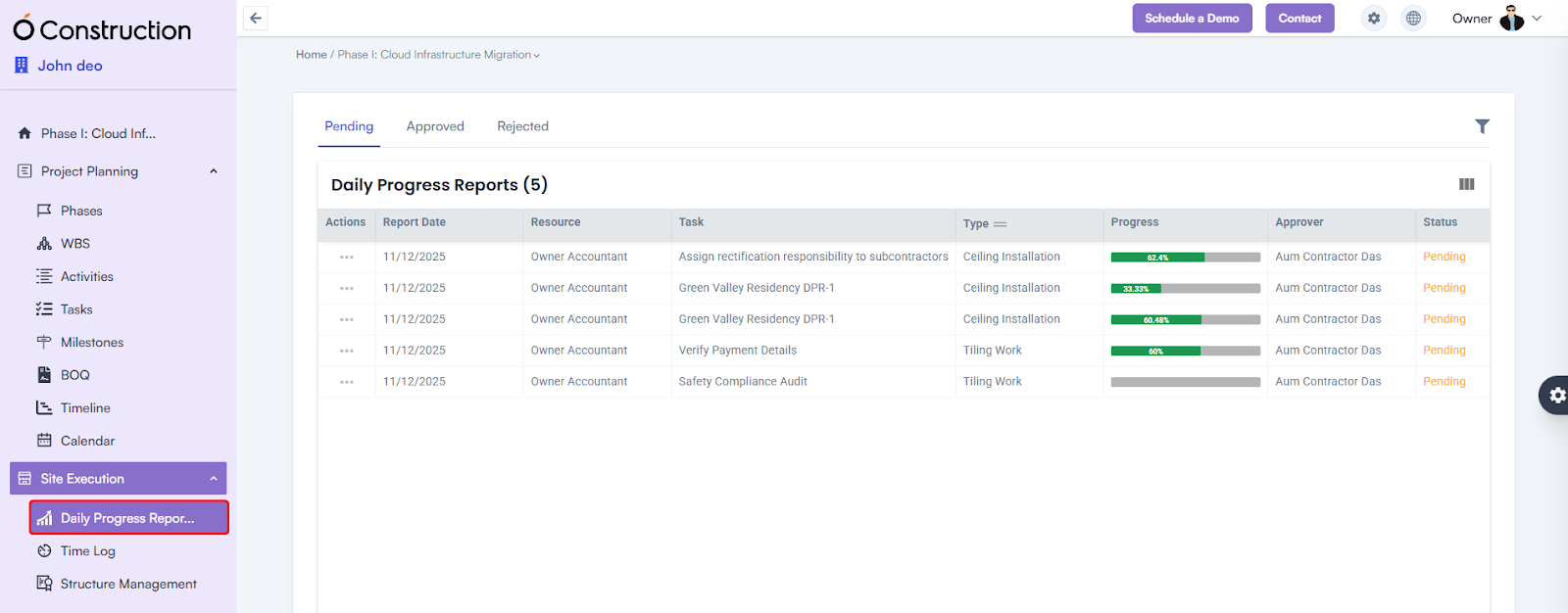 Daily Progress Report (DPR) Module