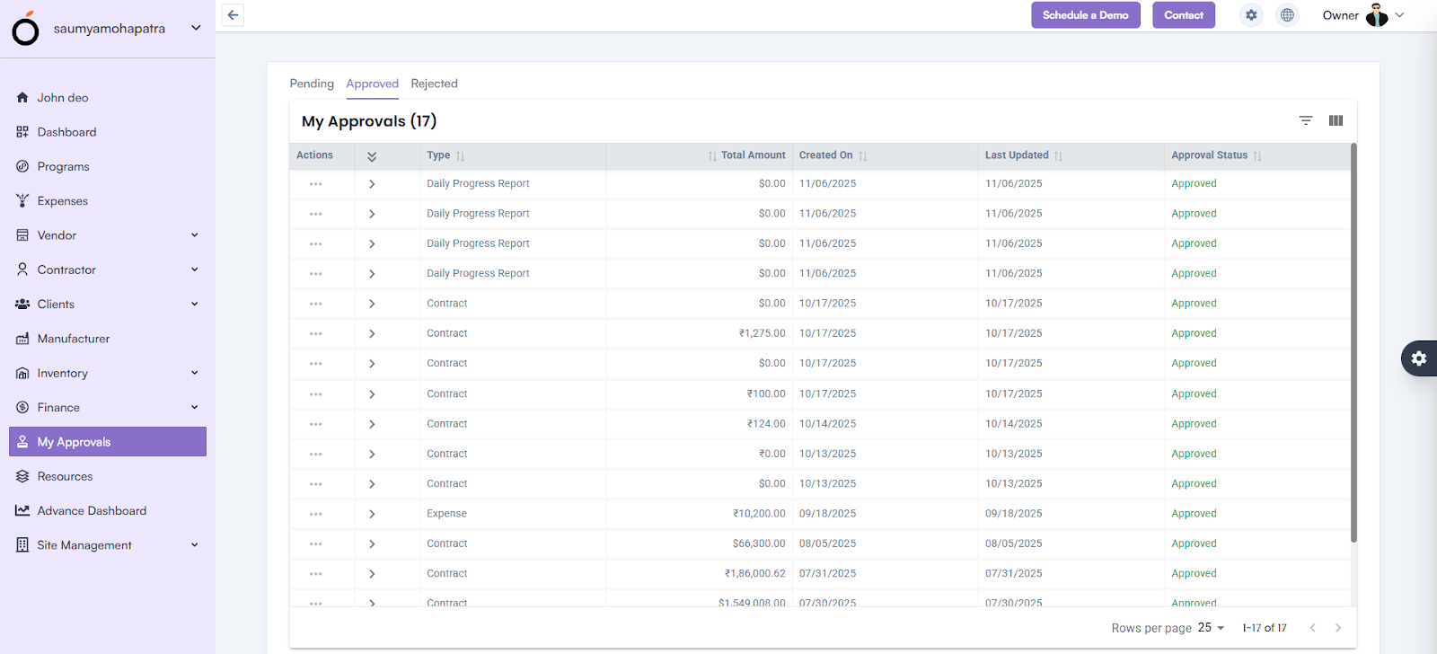 My Approvals Overview