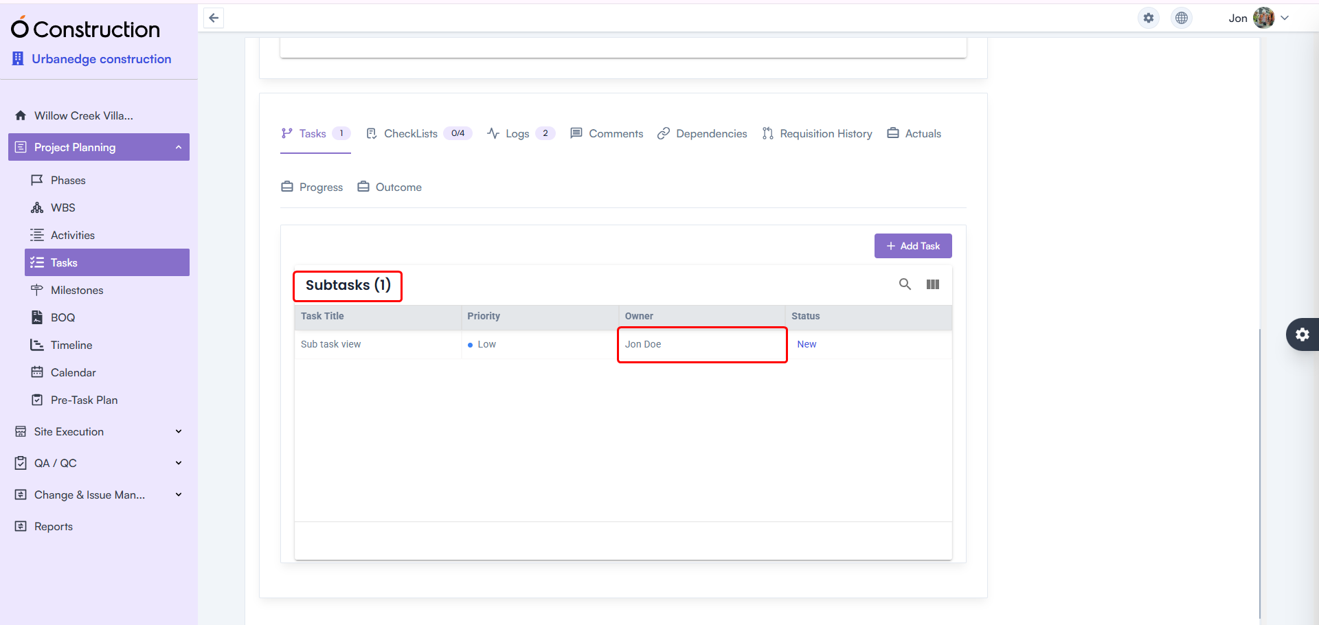 Owner Name Display in Subtasks