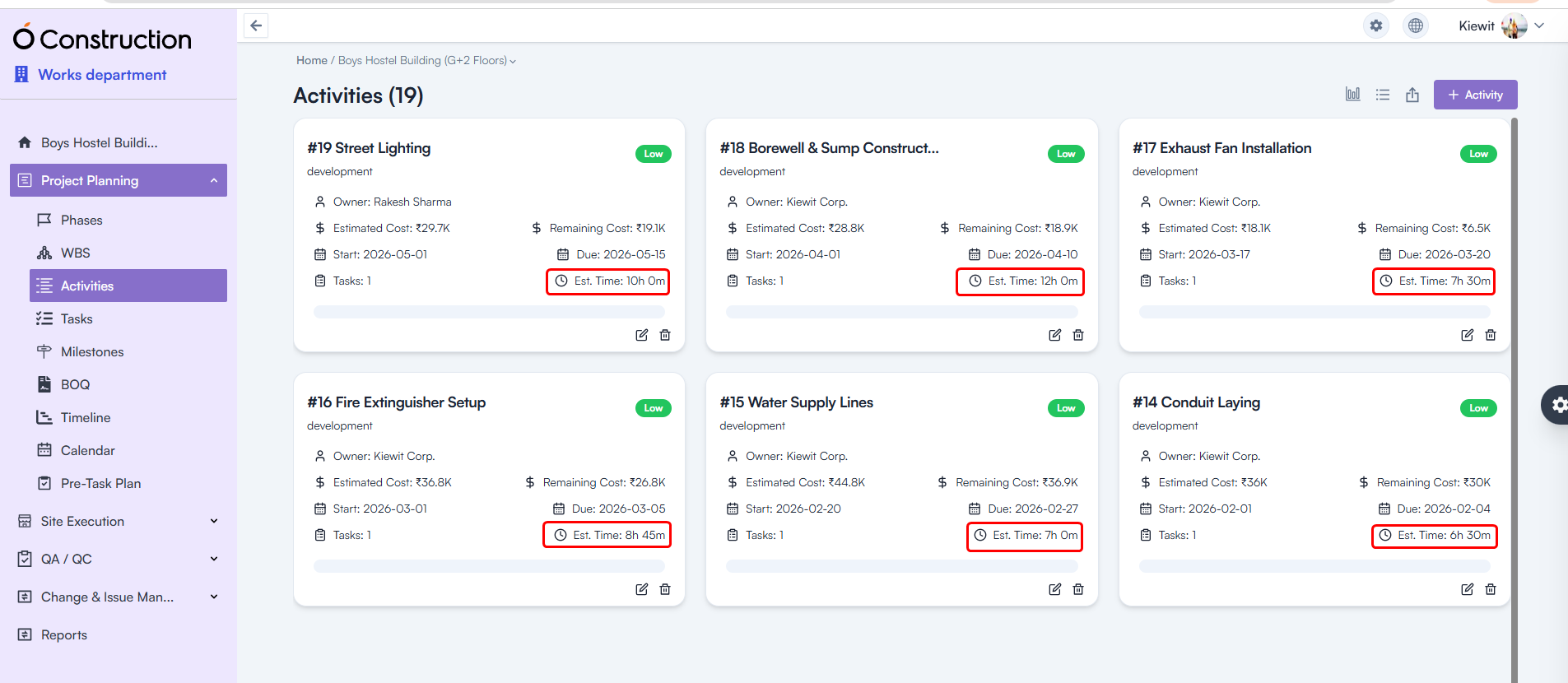 Estimated Hours — Calculation Logic Corrected