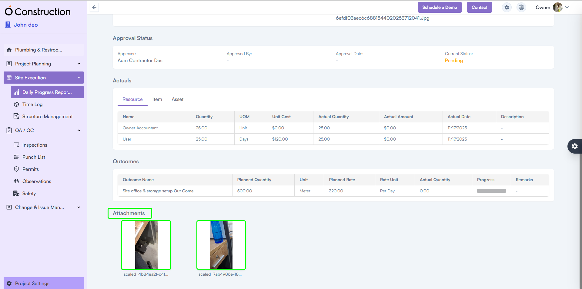 DPR Attachments Visible in Frontend